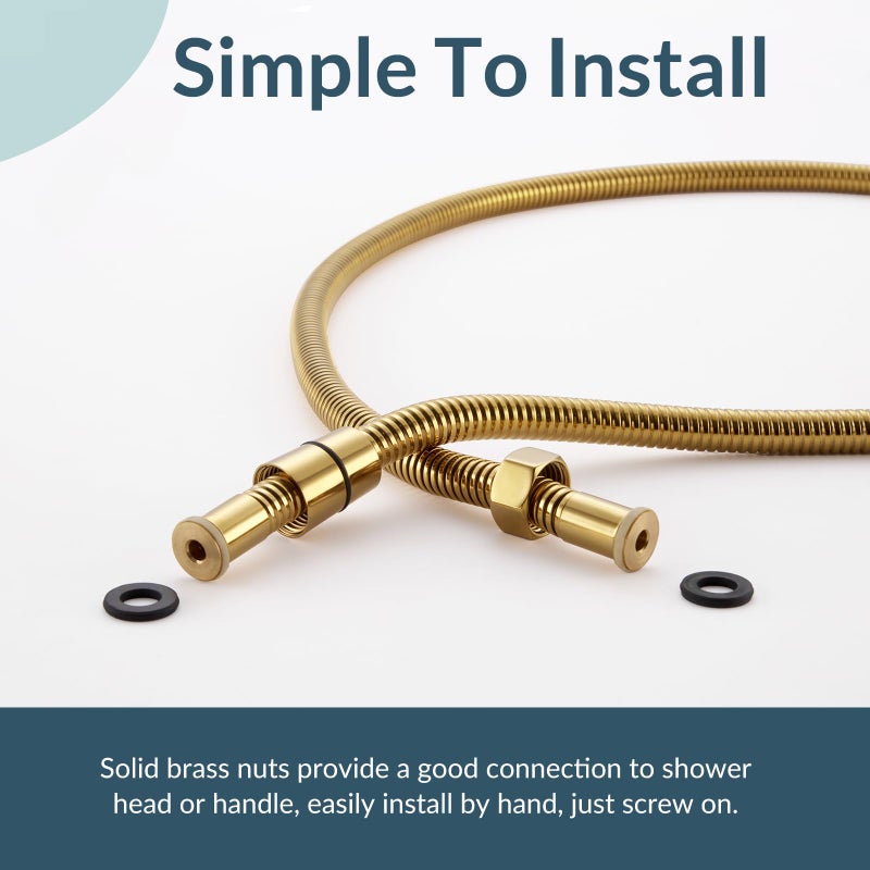 APLusee Titanium Gold Shower Hose, 59-Inch Extra Long Handheld Shower Head Hose Replacement - Image 5